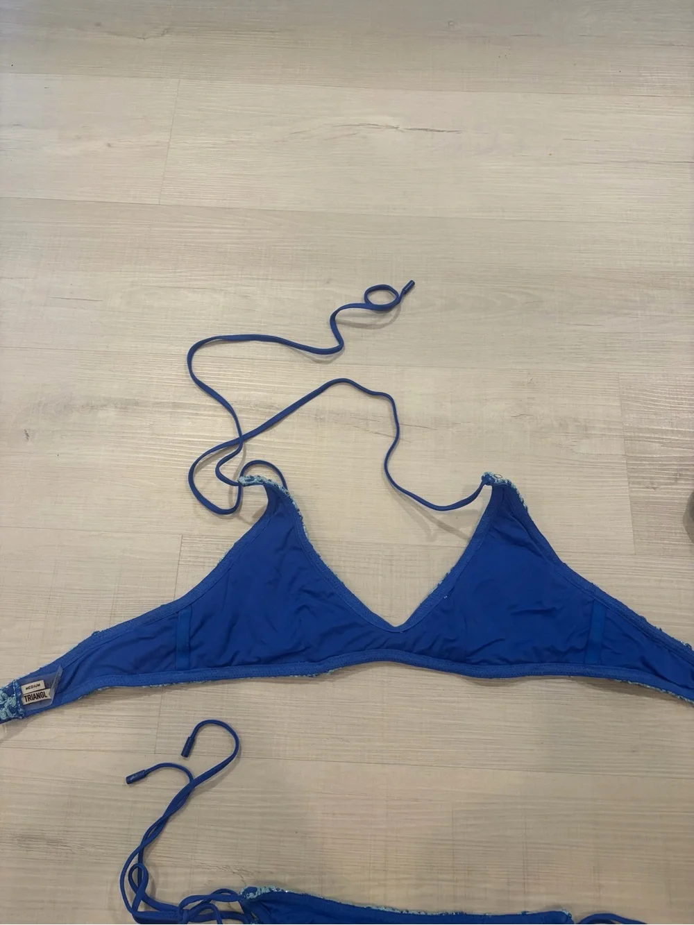 triangl swimwear Blue Crochet Tie-Side Bikini Set with Matching Pouch